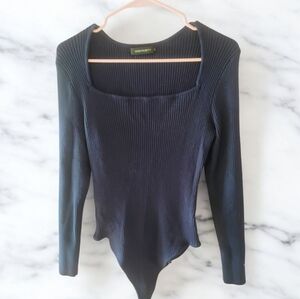 Midori Navy Ribbed Long Sleeve Bodysuit